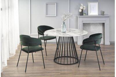 Table de salle à manger en aspect marbre gris Ø110