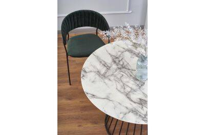 Table de salle à manger en aspect marbre gris Ø110