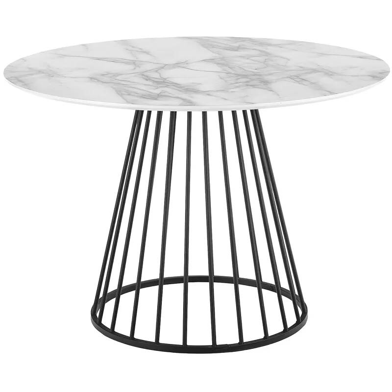 Table de salle à manger en aspect marbre blanc Ø110