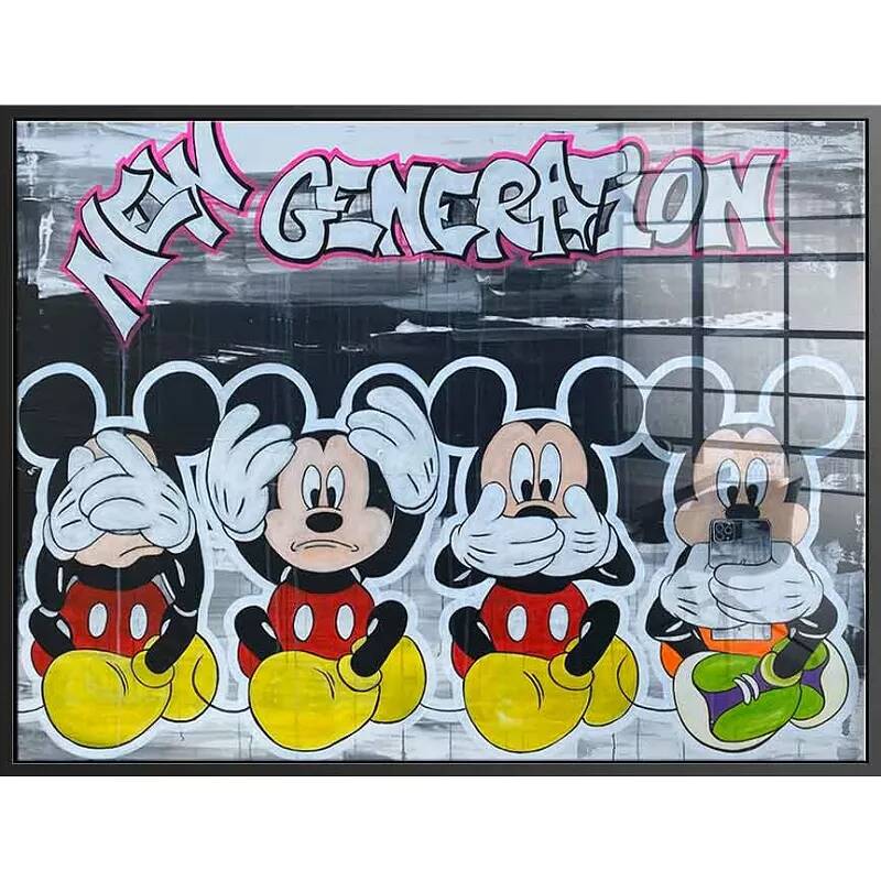 Tableau acrylique Mickey Génération noir