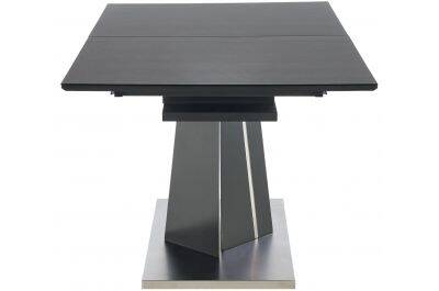 Table à manger extensible en verre gris foncé et acier chromé L160-200