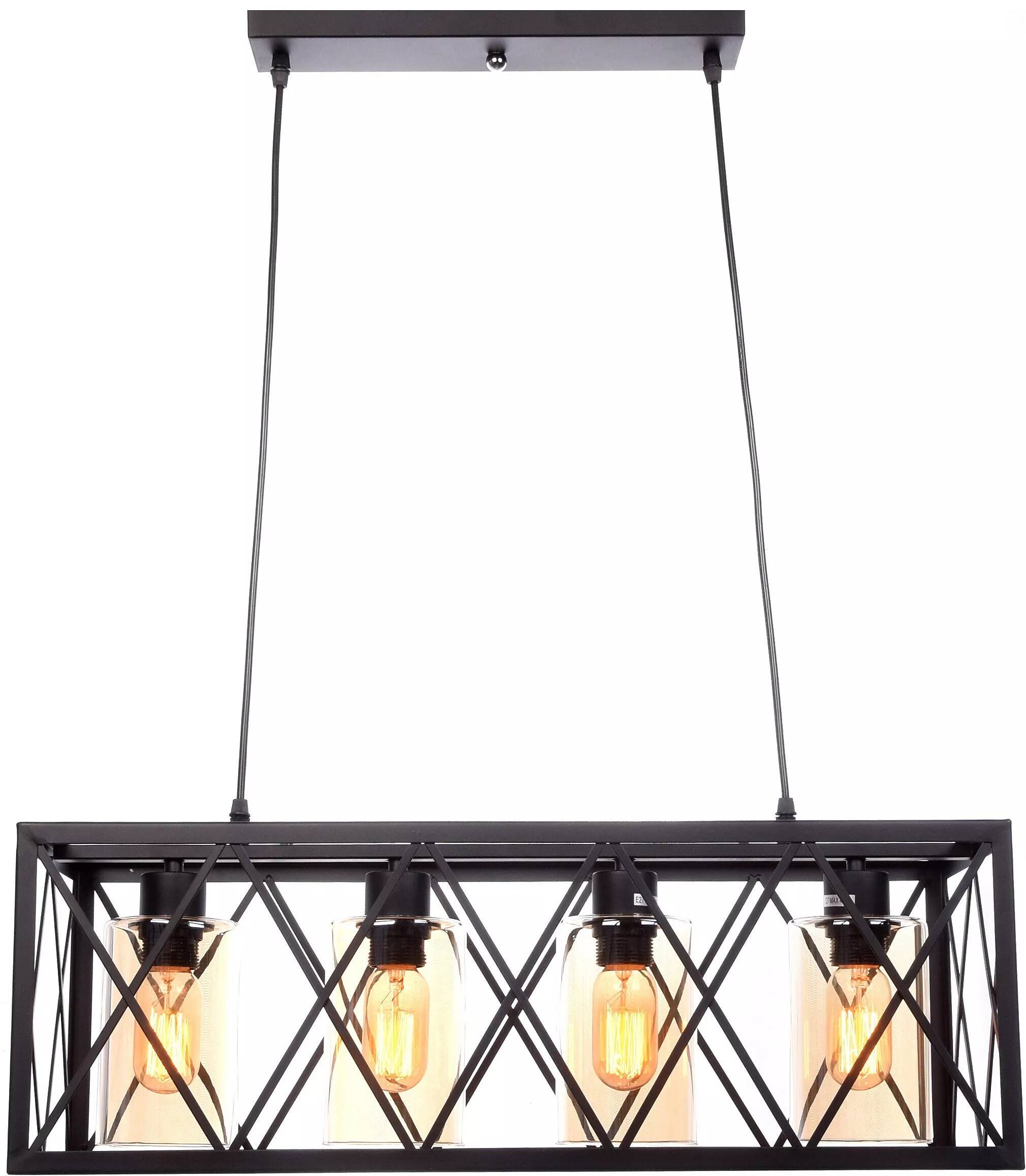 Lampe suspension en verre et métal noir L64
