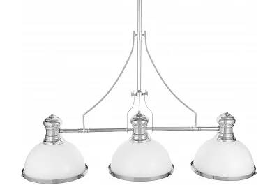 Lampe suspension en verre et métal blanc et chromé L115