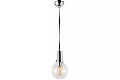 Lampe suspension en verre et métal chromé Ø15