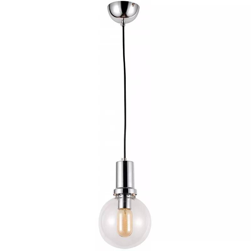 Lampe suspension en verre et métal chromé Ø15