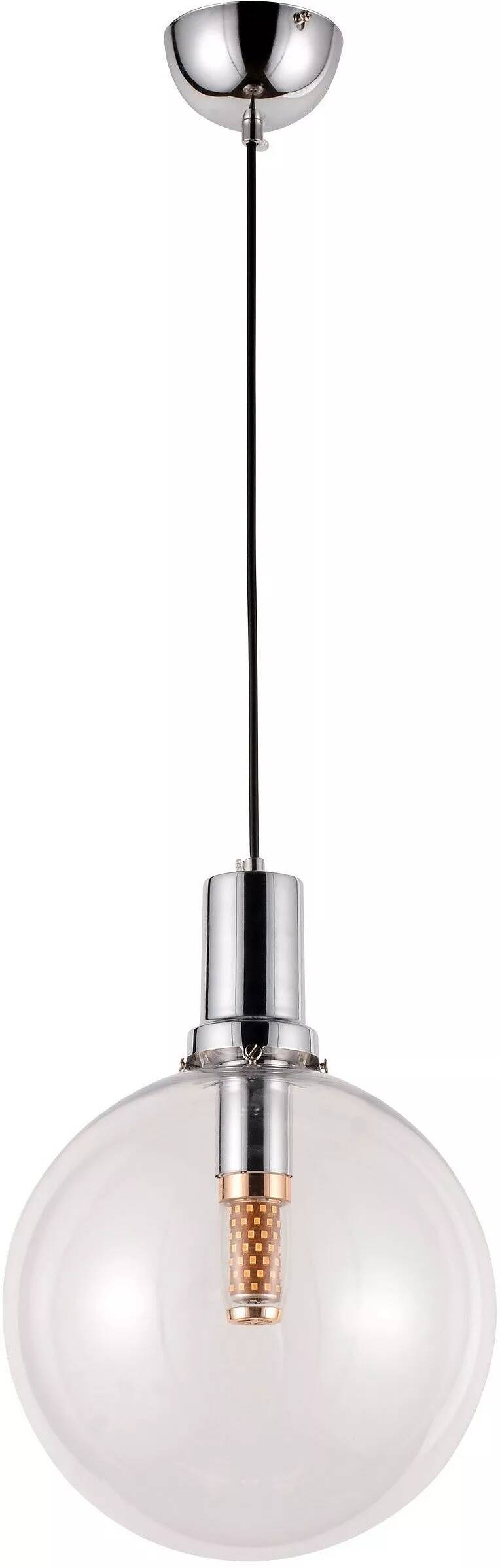 Lampe suspension en verre et métal chromé Ø25