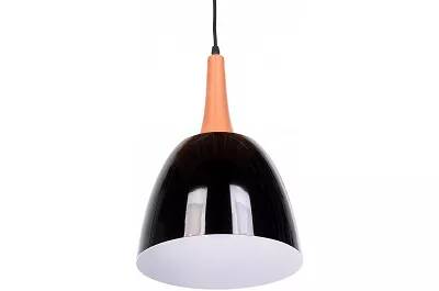 Lampe suspension en bois et métal noir Ø20