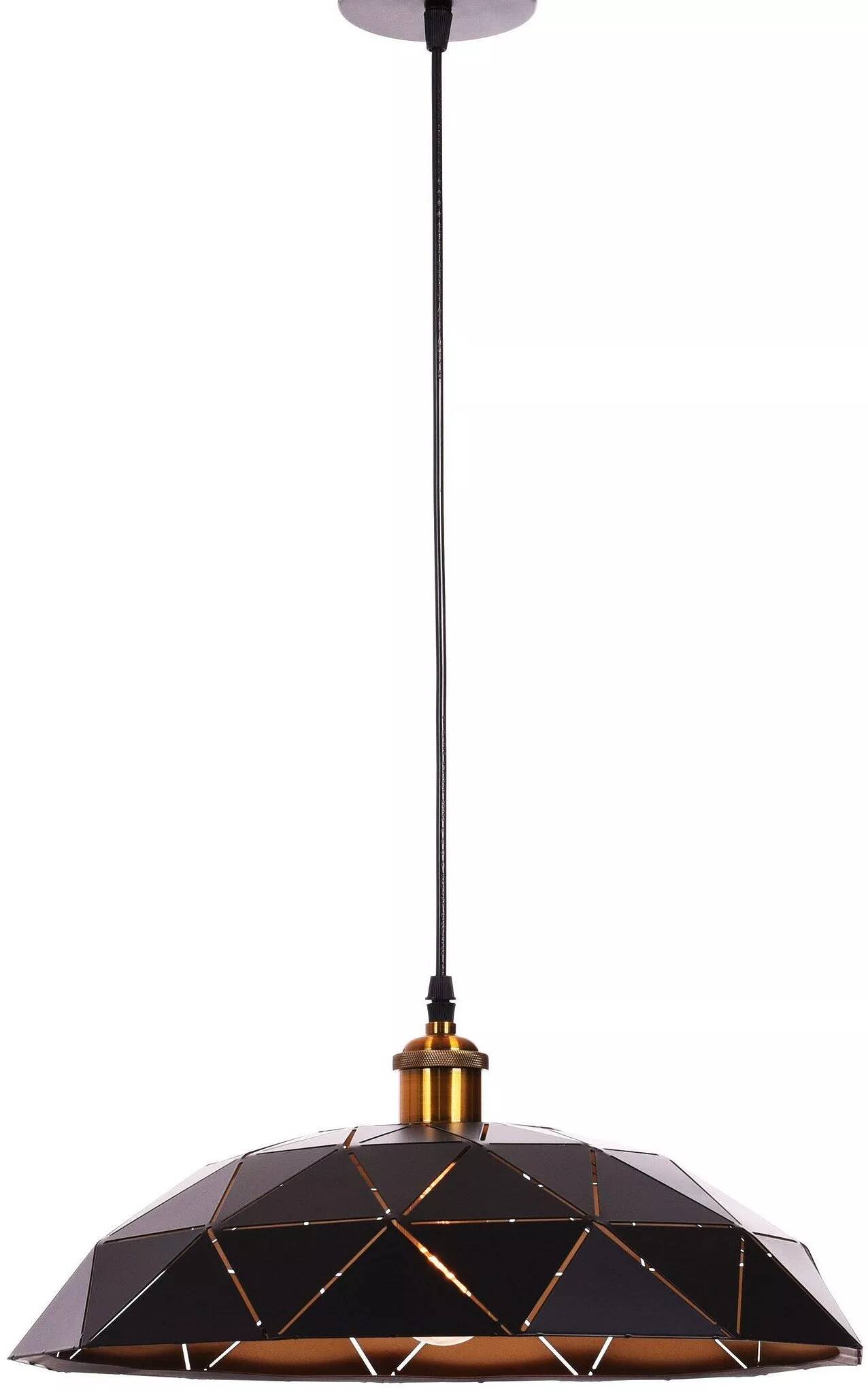 Lampe suspension en métal noir et doré Ø40