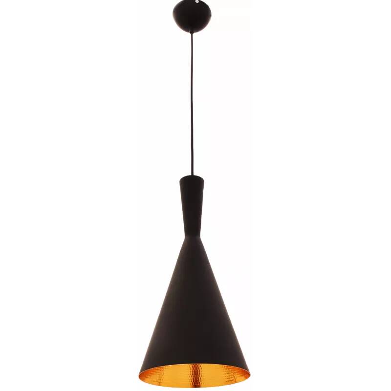 Lampe suspension en métal noir et doré Ø18
