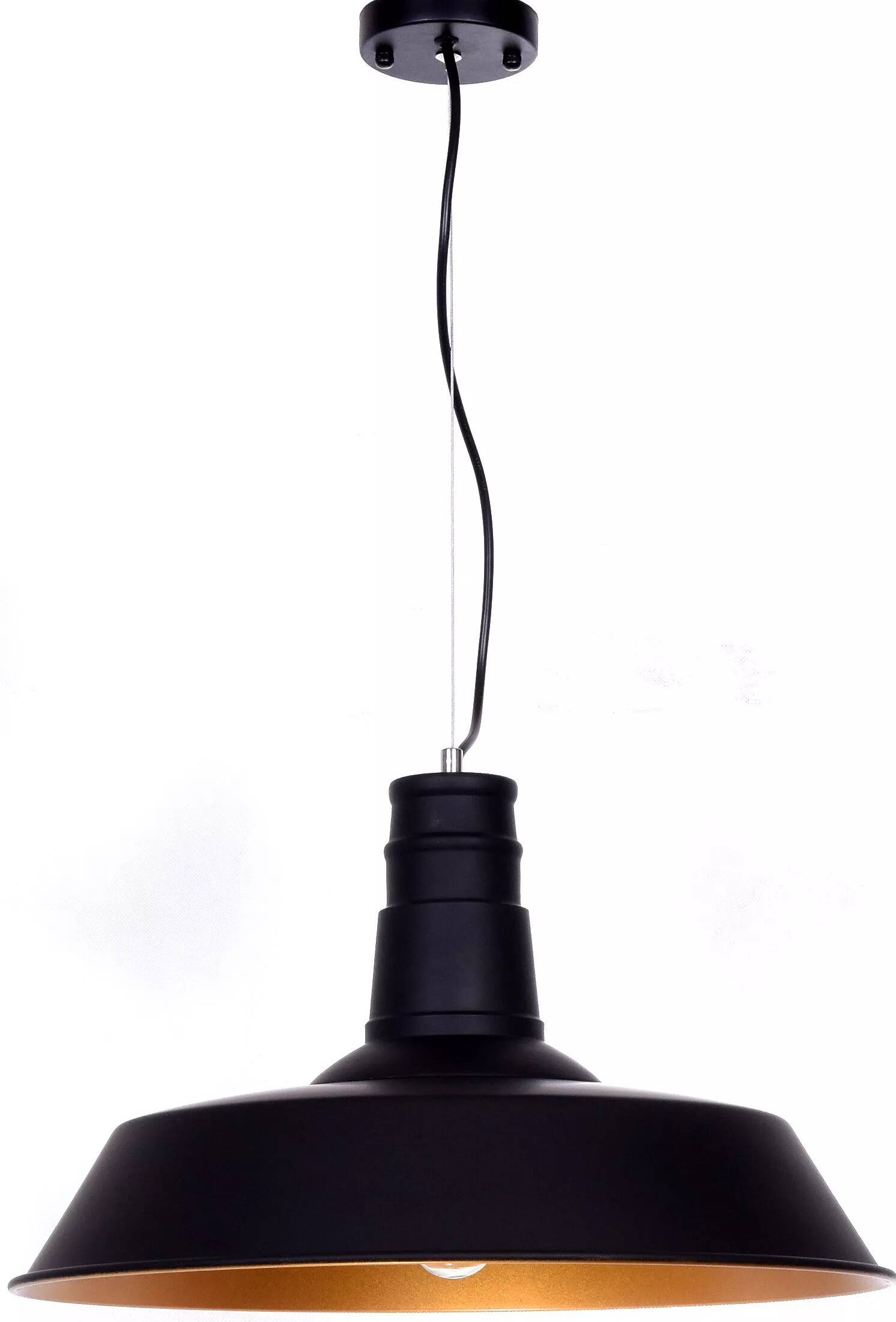 Lampe suspension en métal noir et doré Ø45
