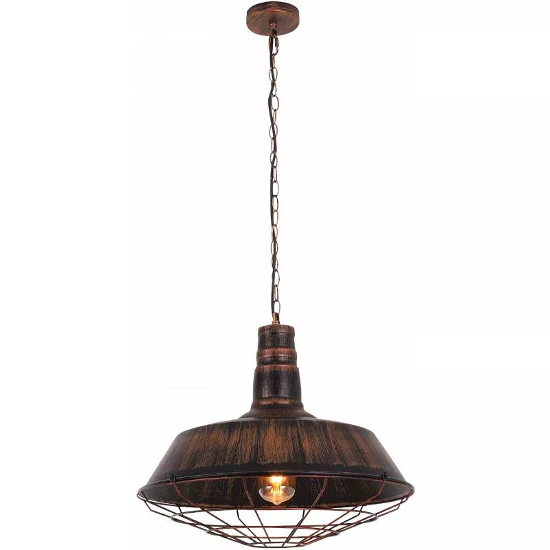 Lampe suspension en métal noir et laiton antique Ø45