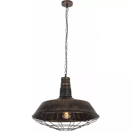 Lampe suspension en métal noir et doré antique Ø45