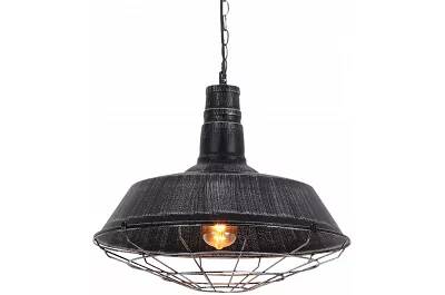 Lampe suspension en métal noir et argenté antique Ø45