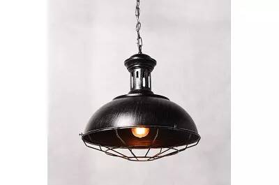 Lampe suspension en métal noir et argenté antique Ø35