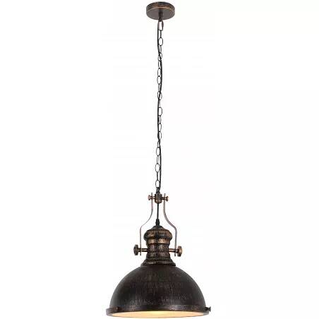 Lampe suspension en métal noir et doré antique Ø33
