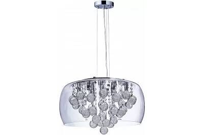 Lampe suspension LED en cristal et métal chromé Ø50