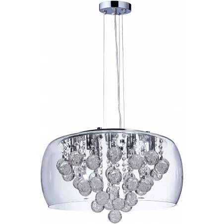 Lampe suspension LED en cristal et métal chromé Ø50