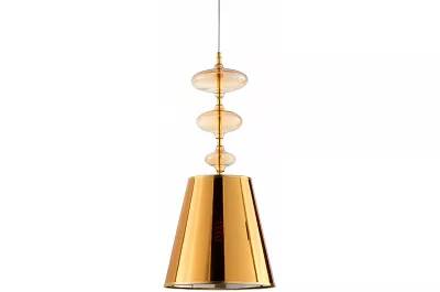 Lampe suspension en verre et métal doré Ø30
