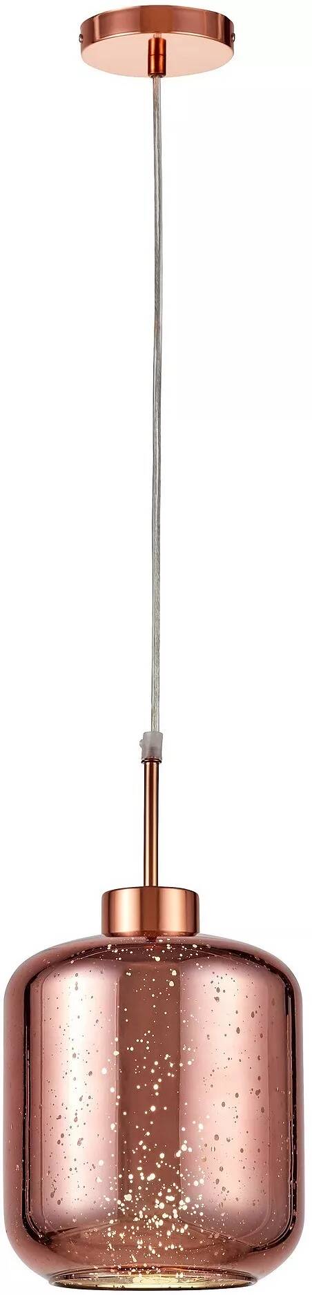 Lampe suspension en verre et métal or rose Ø18