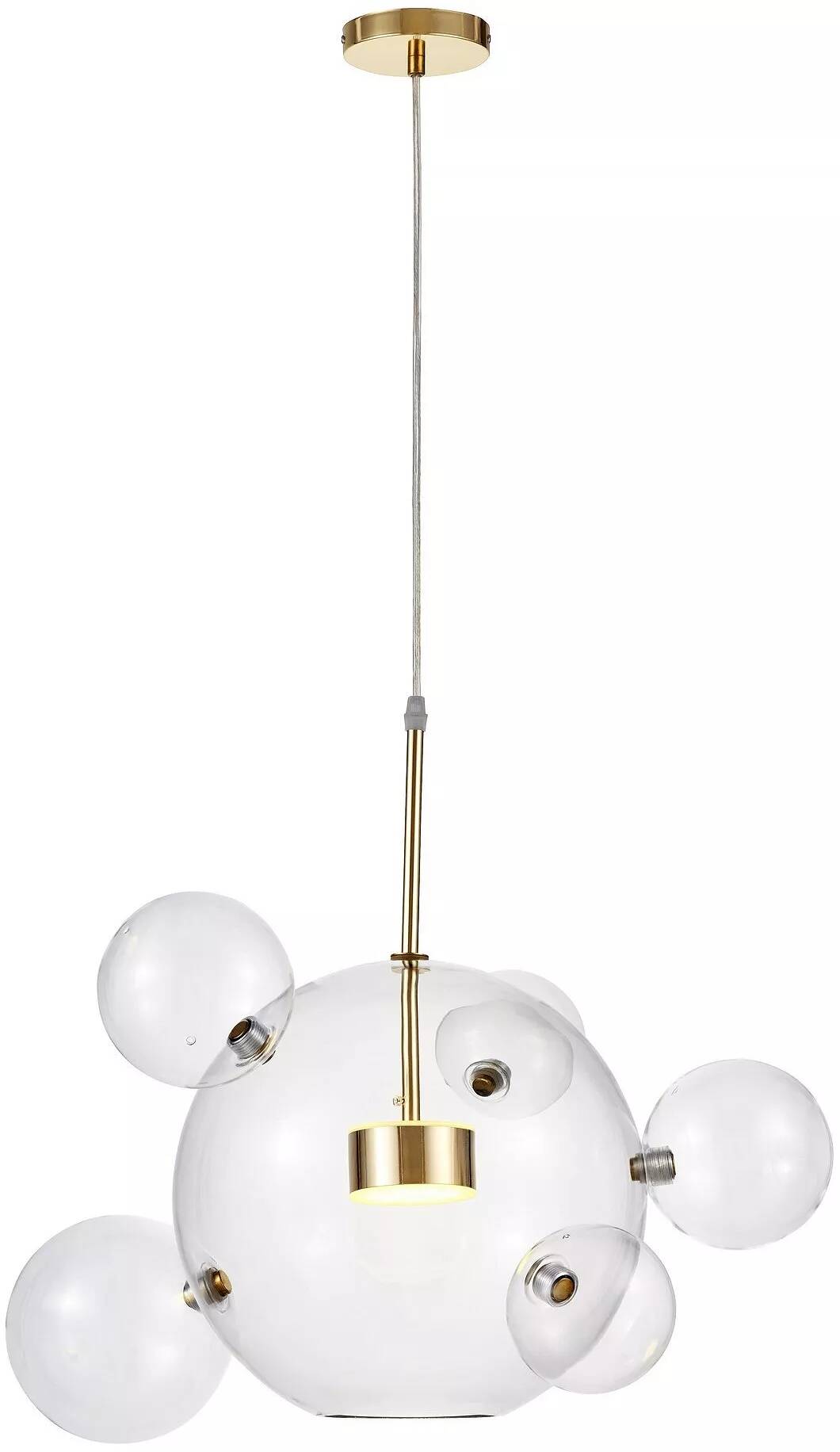 Lampe suspension à LED en verre et métal doré Ø50