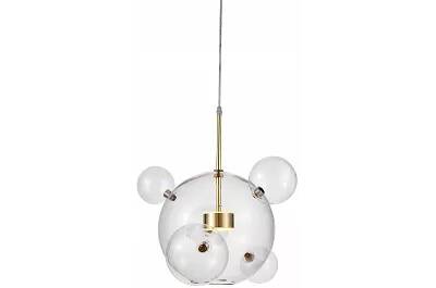 Lampe suspension à LED en verre et métal doré Ø50