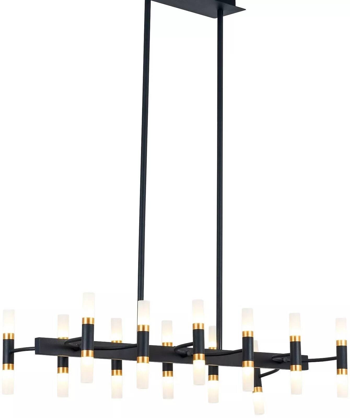 Lampe suspension à LED en verre et métal noir et laiton L86