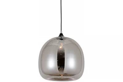 Lampe suspension en verre gris fumé et métal noir Ø30