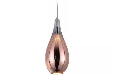 Lampe suspension en verre et métal or rose Ø16