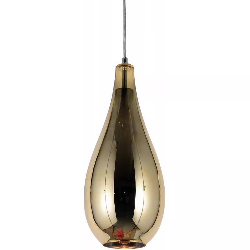 Lampe suspension en verre et métal doré Ø16