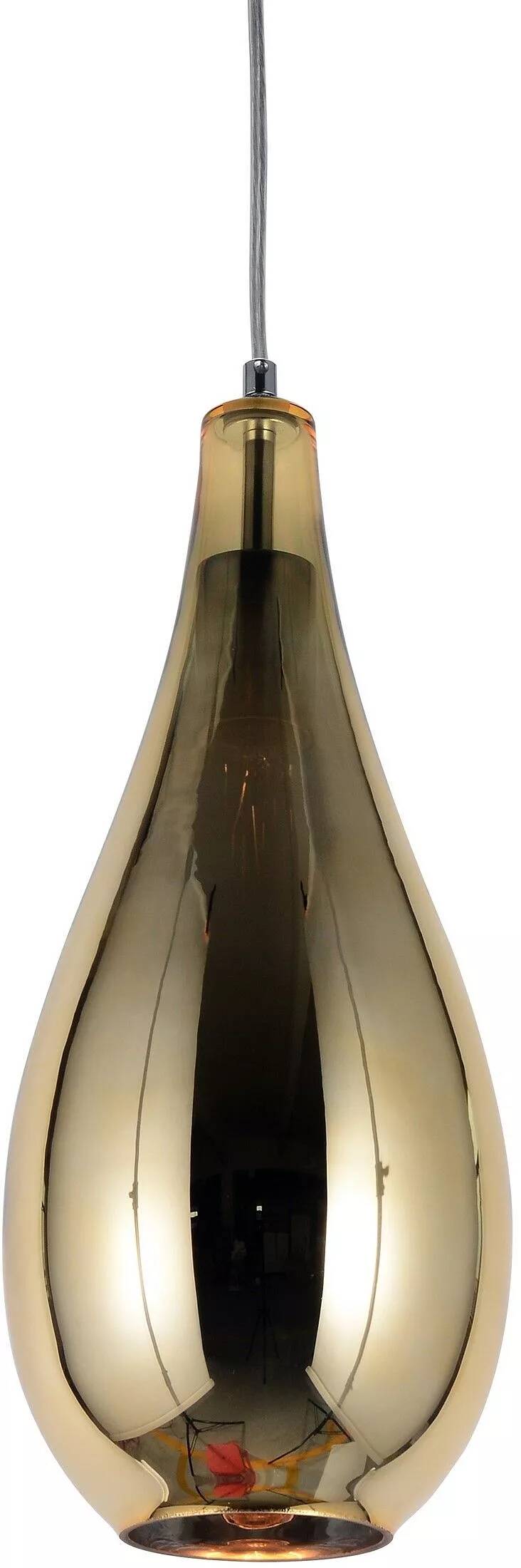 Lampe suspension en verre et métal doré Ø16