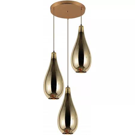 Lampe suspension en verre et métal doré Ø40