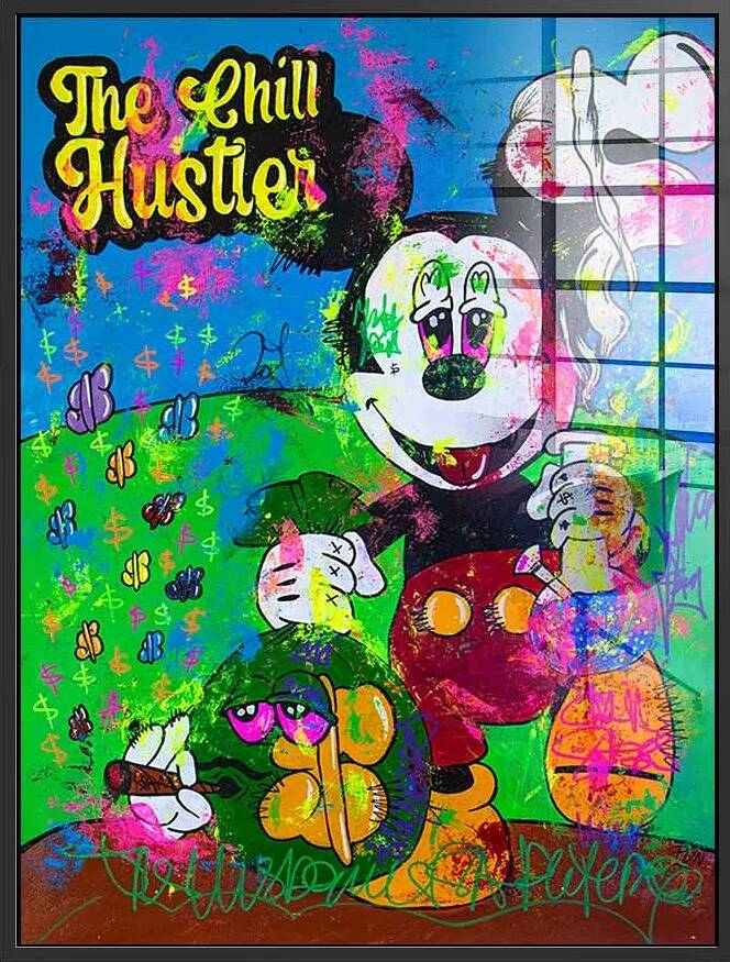 Tableau acrylique Mickey Hustler noir