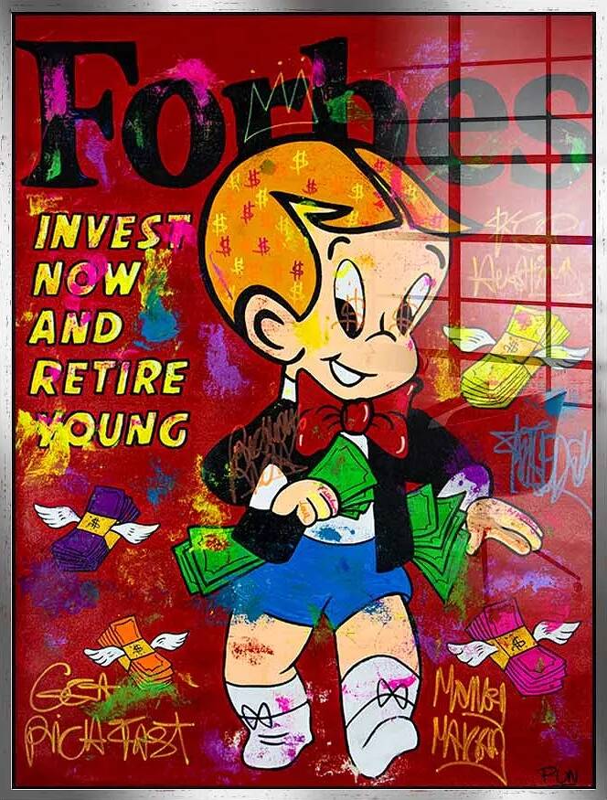 Tableau acrylique Richie Rich Retire Young argent antique