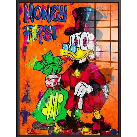 Tableau acrylique Picsou Money First noir