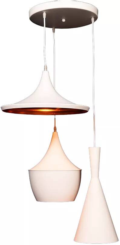 Lampe suspension en métal blanc et doré Ø60