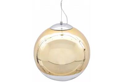 Lampe suspension en verre doré et métal chromé Ø20
