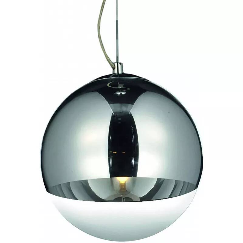 Lampe suspension en verre et métal chromé Ø30
