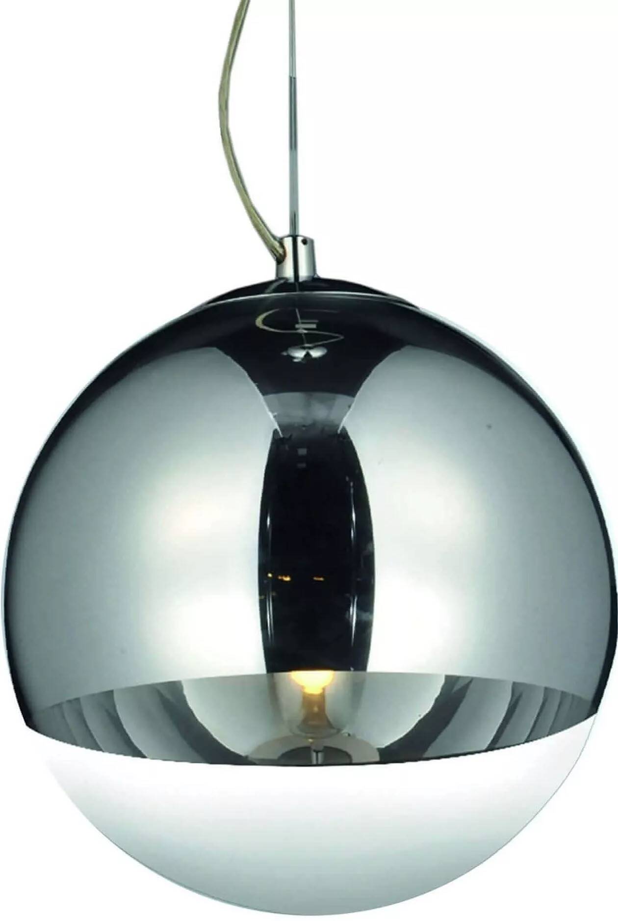 Lampe suspension en verre et métal chromé Ø30