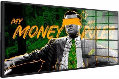 Tableau acrylique Leonardo DiCaprio My Money noir