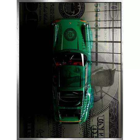 Tableau acrylique Porsche Green argent antique