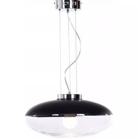 Lampe suspension en verre et métal noir Ø40