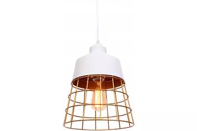Lampe suspension en métal blanc et doré Ø26