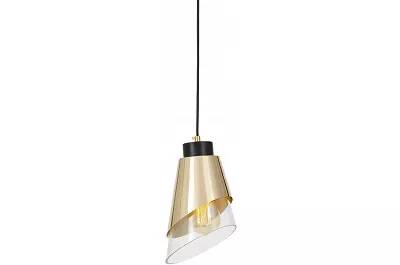 Lampe suspension en verre et métal noir et doré Ø15