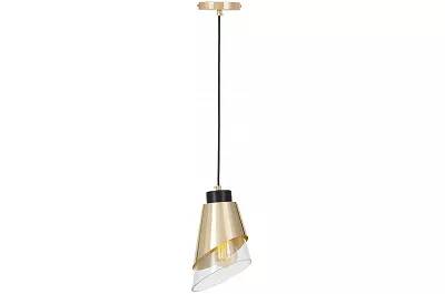 Lampe suspension en verre et métal noir et doré Ø15