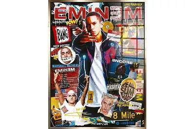 Tableau acrylique Eminem doré antique