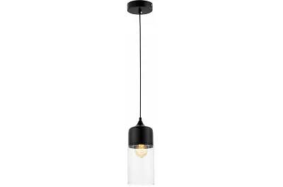 Lampe suspension en verre et métal noir Ø14