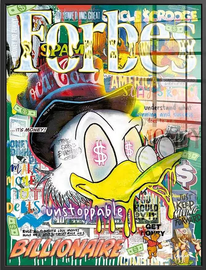 Tableau acrylique Forbes Dagobert Duck noir