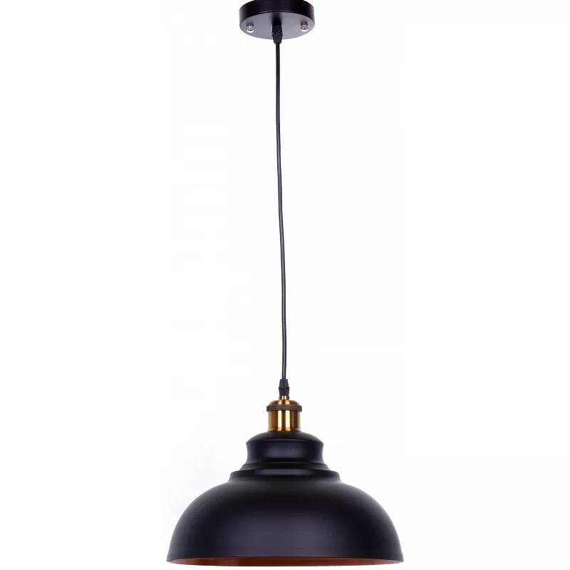Lampe suspension en métal noir et doré Ø30