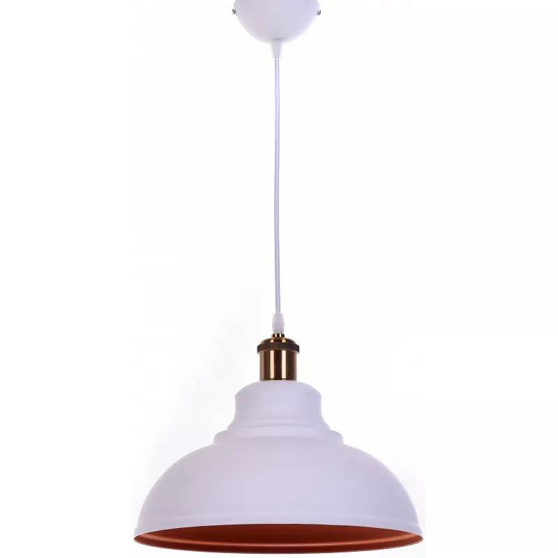 Lampe suspension en métal blanc et doré Ø30