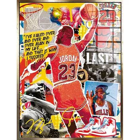 Tableau acrylique Michael Jordan doré antique